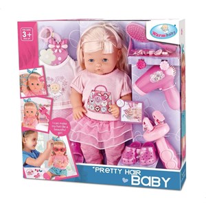ست اسباب بازی عروسک وارم بیبی موزیکال پرتی هیر صورتی مدل Warm Baby Pretty Hair Doll Set - Pink