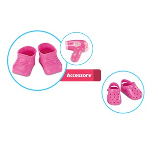 ست اسباب بازی عروسک وارم بیبی موزیکال پرتی هیر صورتی مدل Warm Baby Pretty Hair Doll Set - Pink