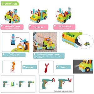 اسباب بازی ماشین ابزار موزیکال و چراغدار هولی تویز مدل 6109 Hola Toys Little Mechanic Tool Truck with Light and Music