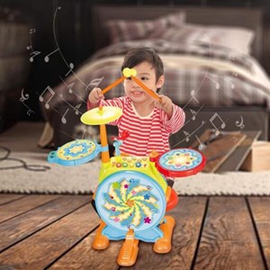 اسباب بازی موزیکال ست جاز و درام هولی تویز مدل 666 Hola Toys Dimple Electric Toy Drum Set for Kids