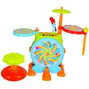 اسباب بازی موزیکال ست جاز و درام هولی تویز مدل 666 Hola Toys Dimple Electric Toy Drum Set for Kids