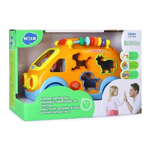 اسباب بازی موزیکال اتوبوس شادی هولی تویز مدل 988 Hola Toys Activity Shape Sorting Bus