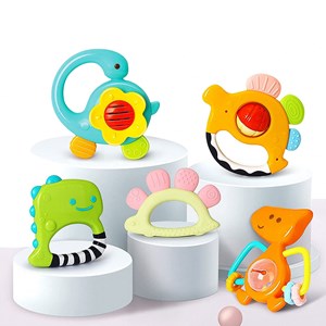 اسباب بازی ست جغجغه و دندانگیر دایناسور هولی تویز مدل 1109 Hola Toys Dinosaur Teething Toys for Baby Rattle_اسباب بازی