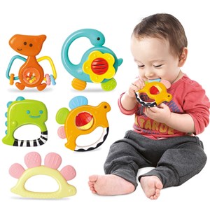 اسباب بازی ست جغجغه و دندانگیر دایناسور هولی تویز مدل 1109 Hola Toys Dinosaur Teething Toys for Baby Rattle_اسباب بازی