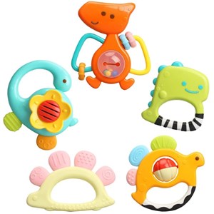 اسباب بازی ست جغجغه و دندانگیر دایناسور هولی تویز مدل 1109 Hola Toys Dinosaur Teething Toys for Baby Rattle_اسباب بازی