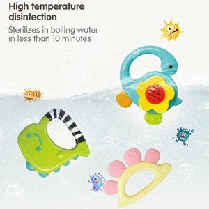 اسباب بازی ست جغجغه و دندانگیر دایناسور هولی تویز مدل 1109 Hola Toys Dinosaur Teething Toys for Baby Rattle_اسباب بازی