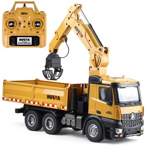ماشین کنترلی شارژی کامیون حرفه ای هوینا مدل HUINA 1575 RC 1:14 Timber Grab Truck Dumpe_اسباب بازی