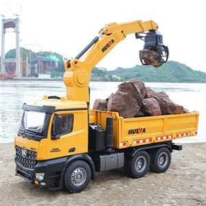  ماشین کنترلی شارژی کامیون حرفه ای هوینا مدل HUINA 1575 RC 1:14 Timber Grab Truck Dumpe_اسباب بازی