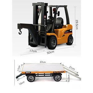 ماشین کنترلی شارژی لیفتراک سه کاره حرفه ای هوینا مدل Huina Trucks Rc 1576 1:10_اسباب بازی